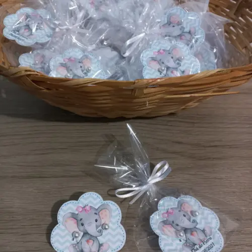 30 Tags com Brinco de Pérola Personalizado - Chá de Bebê