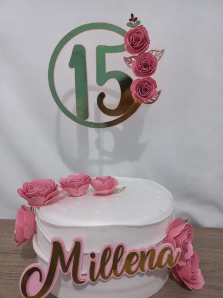 Topo de Bolo com Flores