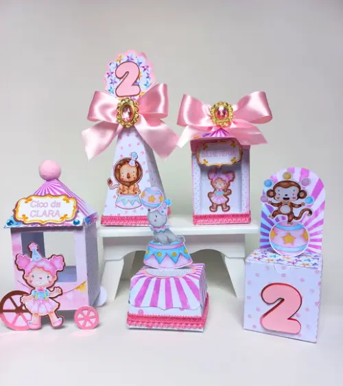 Kit Personalizados Circo Rosa - 20 Itens