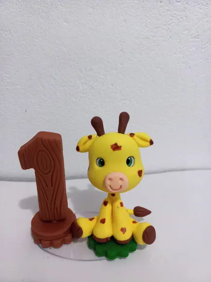 Topo de Bolo Safari em Biscuit Girafinha