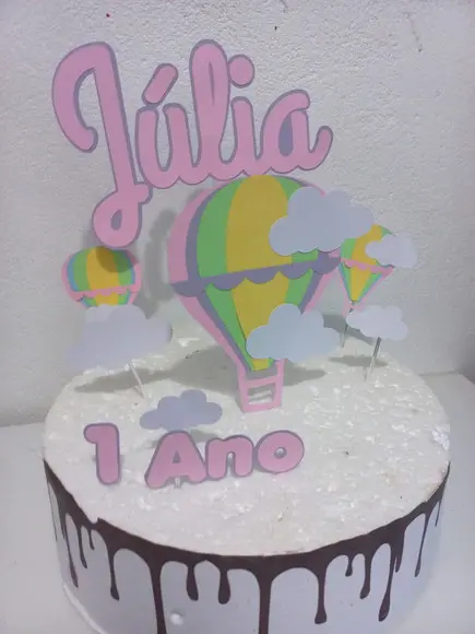 Topo de Bolo Mesversário Balão de Ar