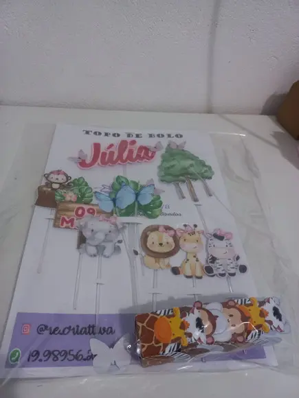 Topo de Bolo Mesversário Safari