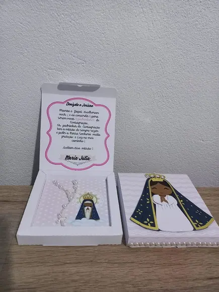 02 Caixa Convite Padrinhos de Batismo Nossa Senhora