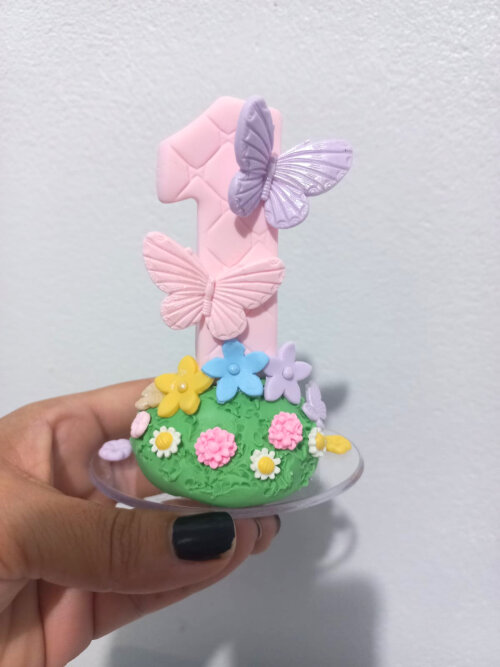 Vela jardim das borboletas em biscuit