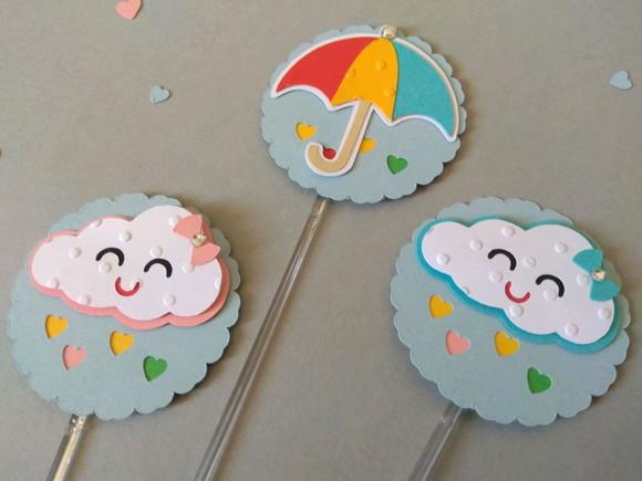 Topper para cupcake - Chuva de amor