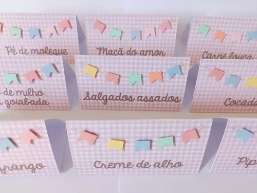 Plaquinhas Comida Junina - Candy Colors