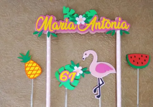 Topo de bolo - Flamingo