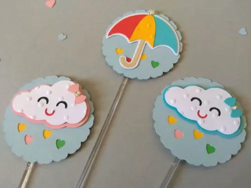 Topper para cupcake - Chuva de amor