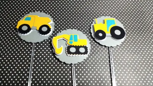 Topper cupcake - Festa construtor