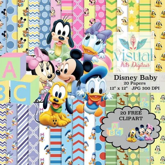 KIT DE PAPÉIS DIGITAIS DISNEY BABY