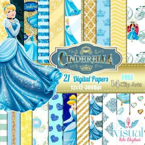Kit De Papéis Digitais Cinderella