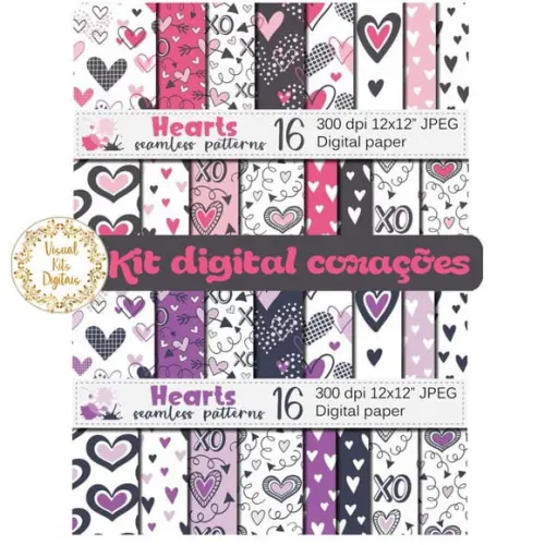 KIT DE PAPÉIS DIGITAIS CORAÇÕES