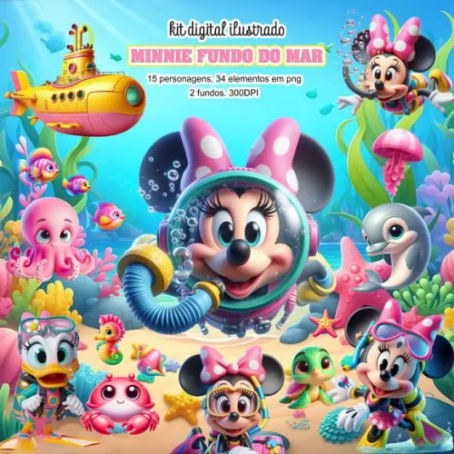 Minnie Fundo do Mar (kit Digital)