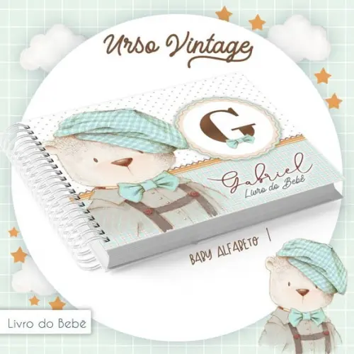 LIVRO DE BEBE - URSO VINTAGE
