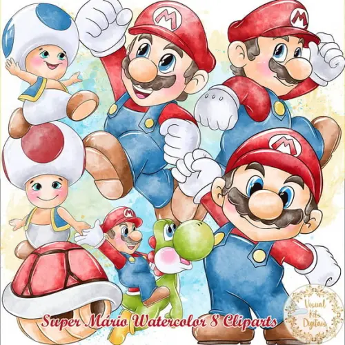 Kit Digital Super Mario Watercolor