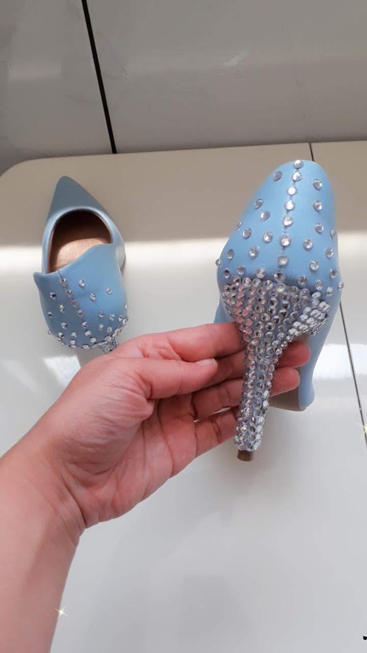Scarpin Elis Sapato de noiva azul claro