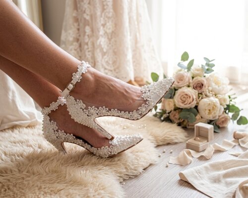 Scarpin Giovanna para Noivas com Flores e Pérolas