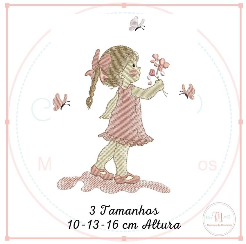 Matriz de Bordado Menina com Flores