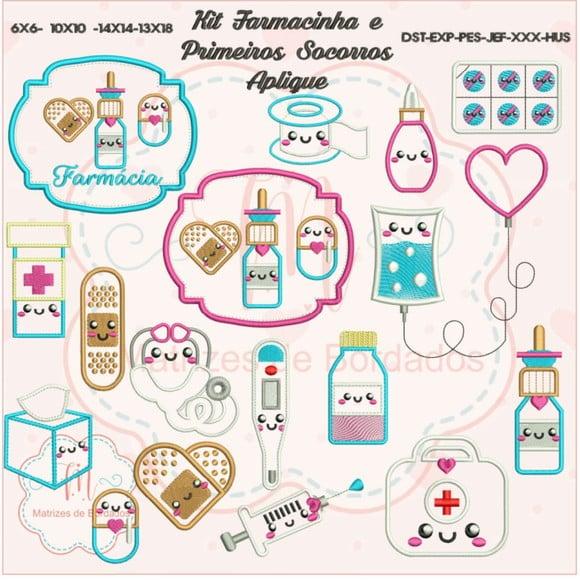 Kit Matrizes de Bordados - Farmacinha e Primeiros Socorros