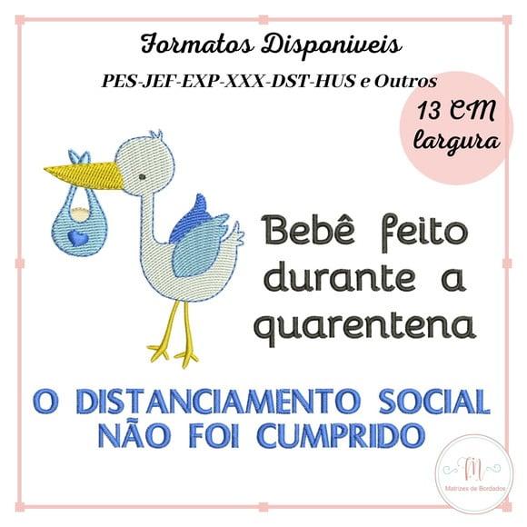 Matriz Bordado Bebê feito na Quarentena com Cegonha