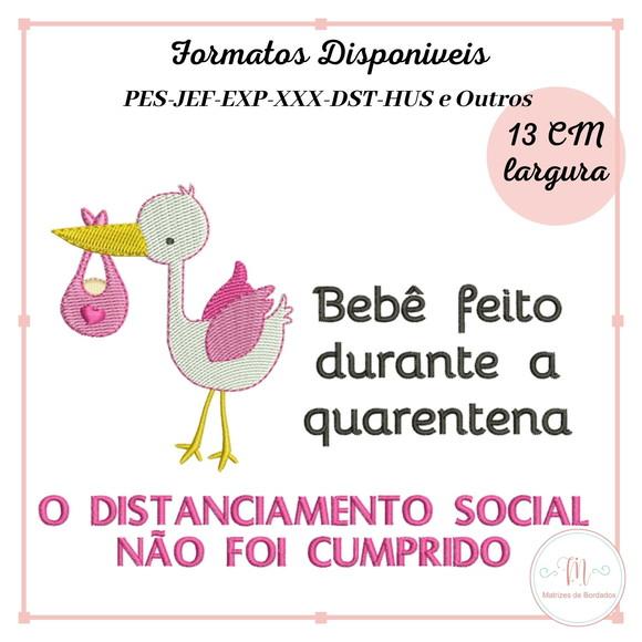 Matriz Bordado Bebê feito na Quarentena com Cegonha