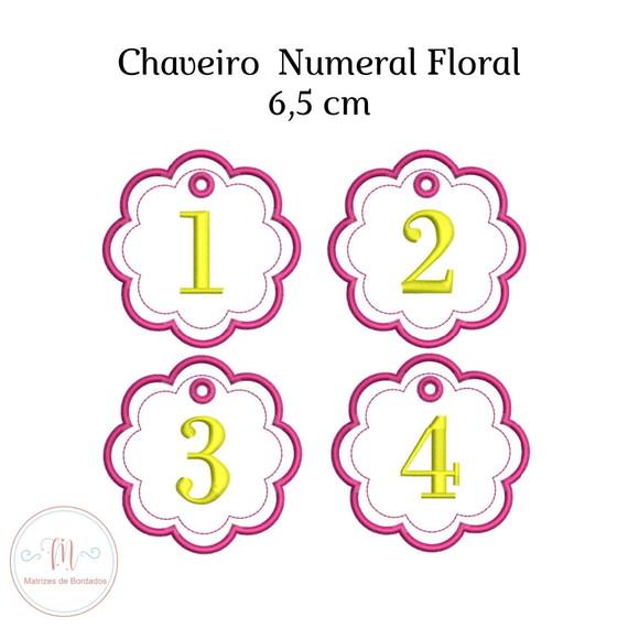 Matriz Bordado Chaveiro Floral Numeral