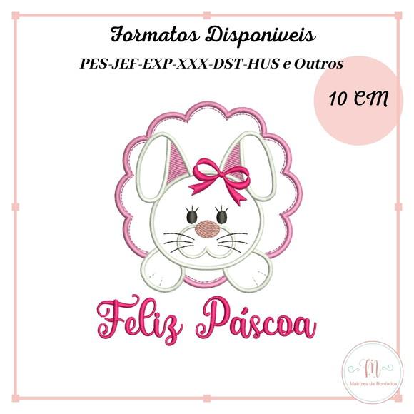 Matriz Bordado Coelha Feliz Pascoa Aplique