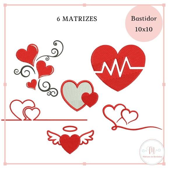 Matriz Bordado Corações (6 Matrizes)