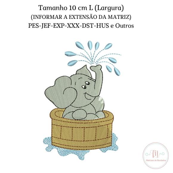 Matriz Bordado Elefante no Banho