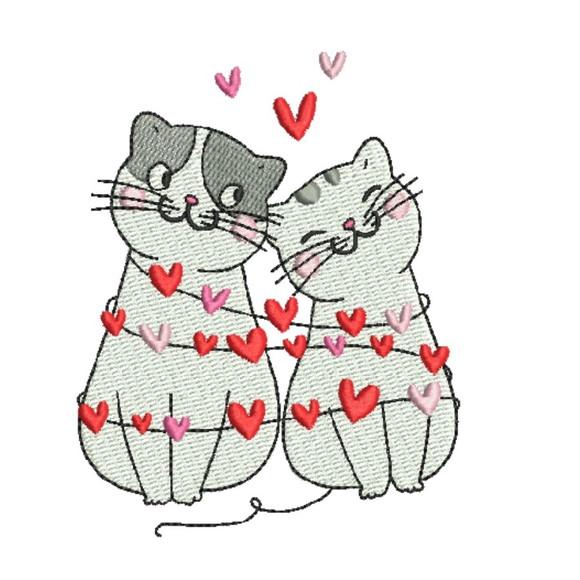 Matriz Bordado Gatinhos Apaixonados