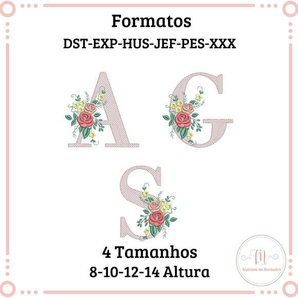 Matriz de Bordado Alfabeto Floral - Rippled