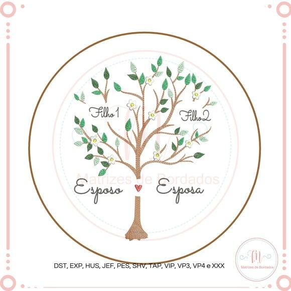 Matriz de Bordado Arvore Genealogica (2 Filhos)