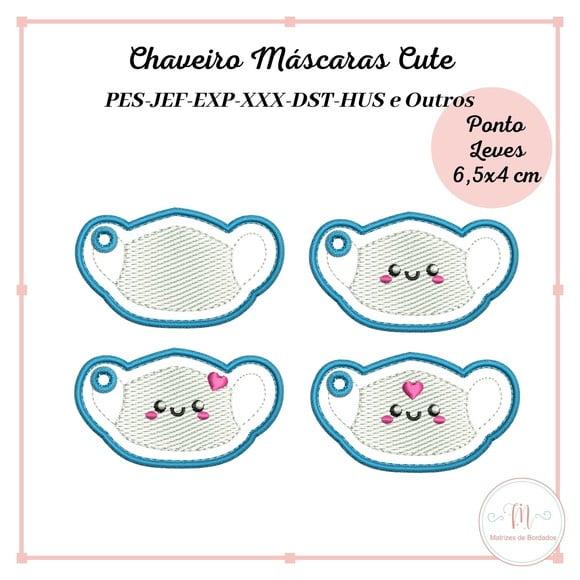 Matriz de Bordado Chaveiros Máscaras Cute