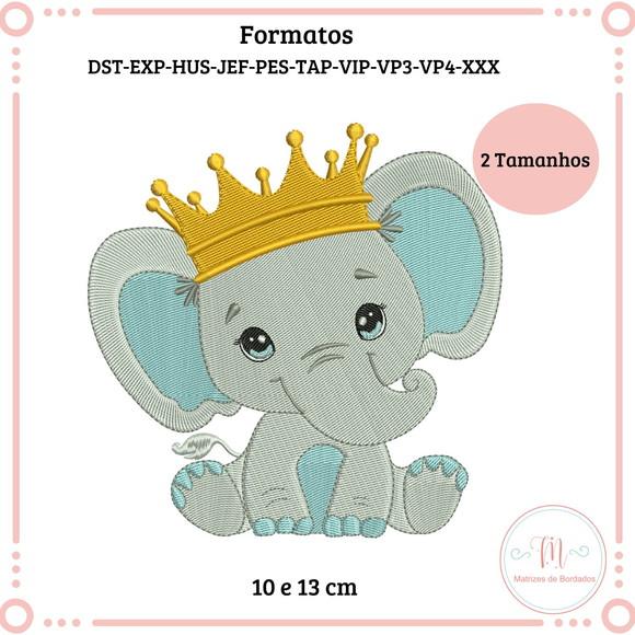 Matriz de Bordado Elefante Baby Coroa