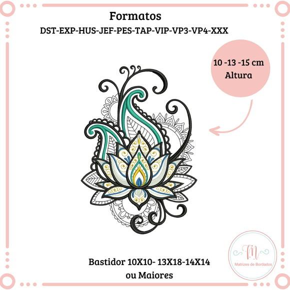 Matriz de Bordado Flor de Lotus