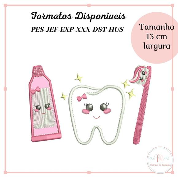 Matriz de Bordado Kit Dentinho Menina (Aplique)