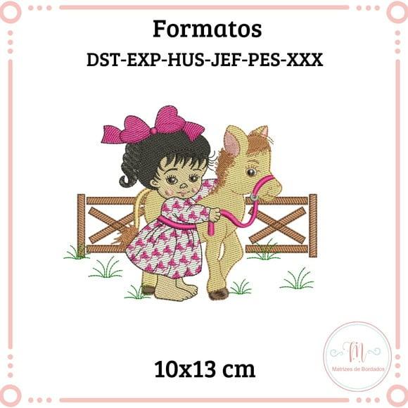 Matriz de Bordado Menina com Cavalo