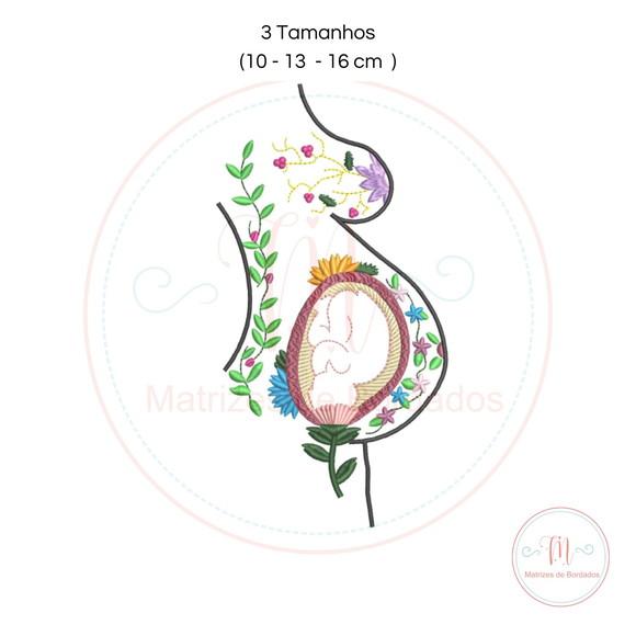 Matriz de Bordado Mãe Gestante Floral