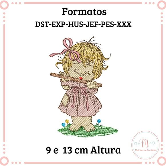 Matriz de Bordado Menina com Flauta