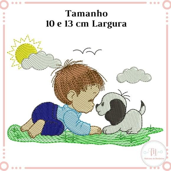 Matriz de Bordado Menino e Cachorro