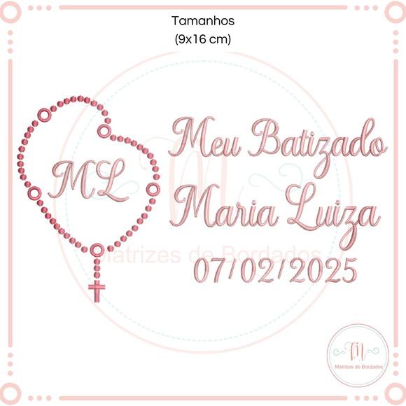 Matriz de Bordado Meu Batizado Terço (letra - Nome - Data)