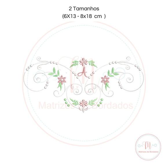 Matriz de Bordado Moldura Arabesca Floral (letra)