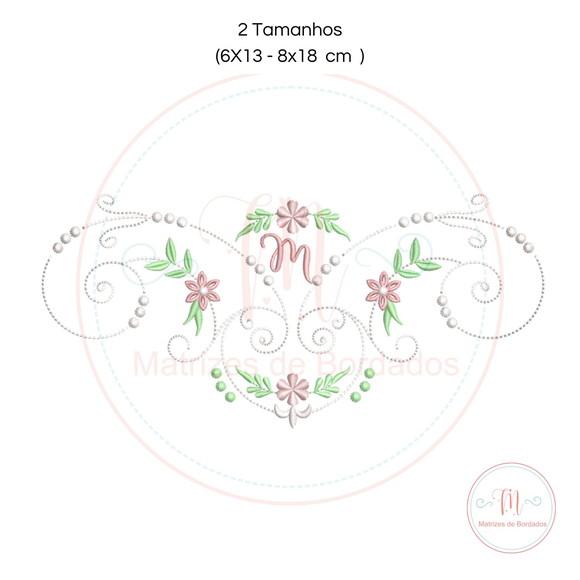 Matriz de Bordado Moldura Arabesca Floral (letra)