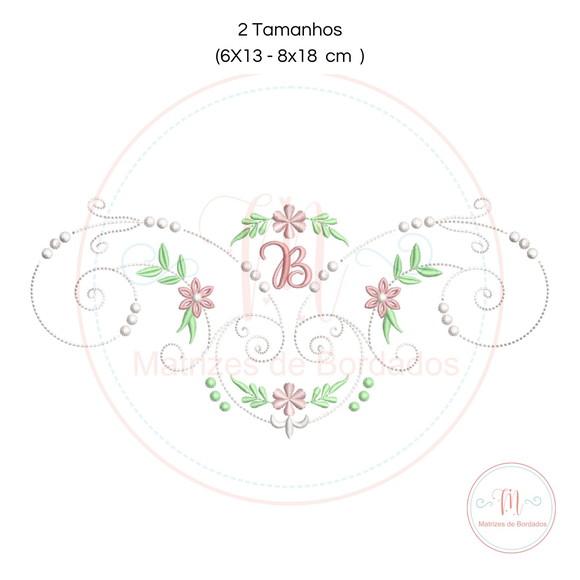 Matriz de Bordado Moldura Arabesca Floral (letra)
