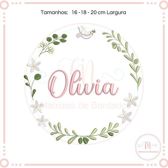 Matriz de Bordado Moldura Floral e Passaro( Nome Personaliz)