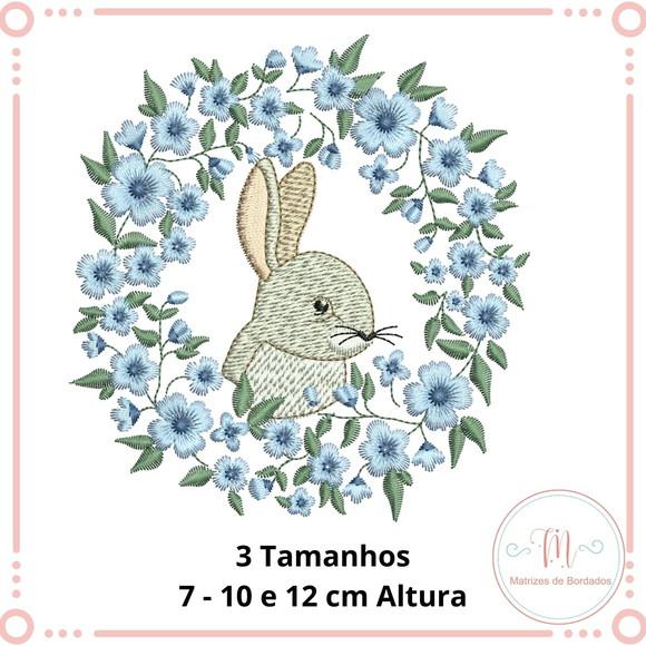 Matriz de Bordado Moldura Floral Coelho