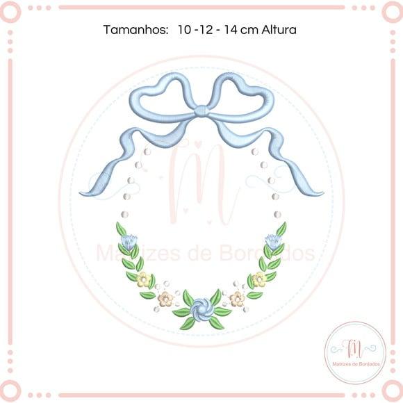 Matriz de Bordado Moldura Oval Floral e Laço