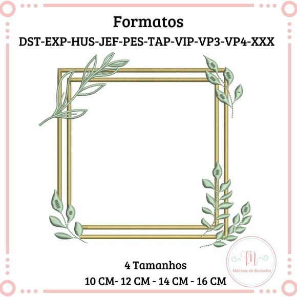 Matriz de Bordado Moldura Quadrado Folhas