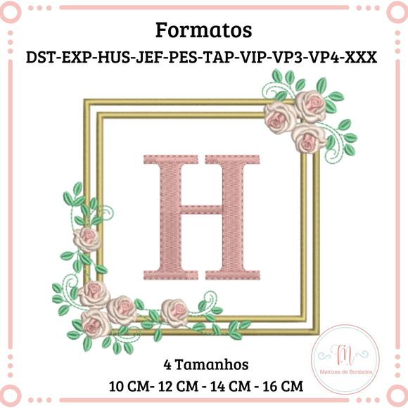 Matriz de Bordado Moldura Quadrada Rosas (letra)