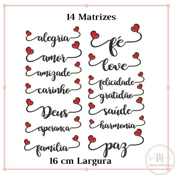 Matriz de Bordado Nomes Motivacionais com Corações